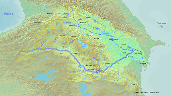 CC BY-SA 4.0 / Shannon / Map of the Aras River highlighted on a map of the Kura River watershed Река Аракс