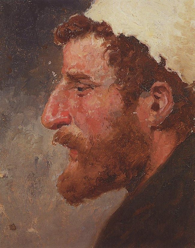 Голова рыжего мужчины в профиль. В.Д. Поленов. 1880-е