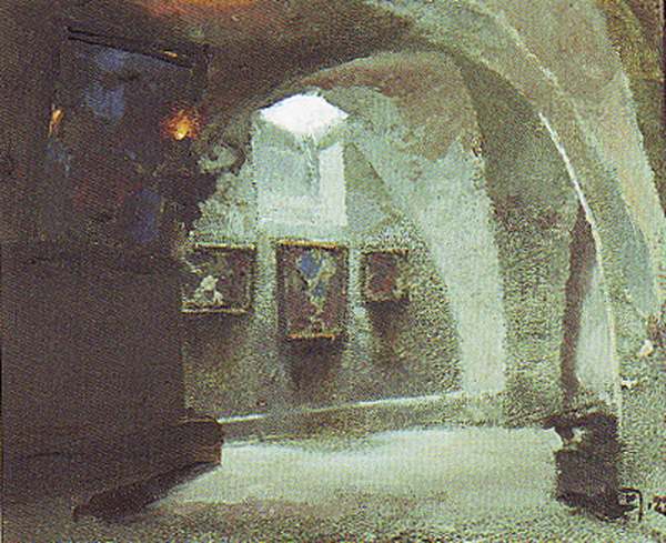 Одна из Вифлеемских пещер. В.Д. Поленов