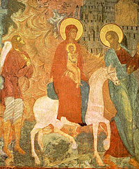 Бегство в Египет. Фреска Софийского собора в Вологде