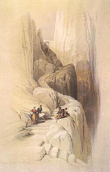 Подъем на вершину горы Синай. Рис. Д.Робертса XIX в.