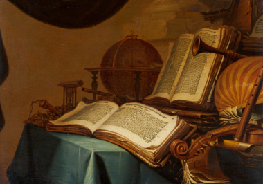 Книга в отличие от безразмерного интернета – законченный проект. Ян Вермёлен. Натюрморт с книгами, глобусом и музыкальными инструментами. Около 1660. Королевская галерея Маурицхёйс, Гаага (Нидерланды)