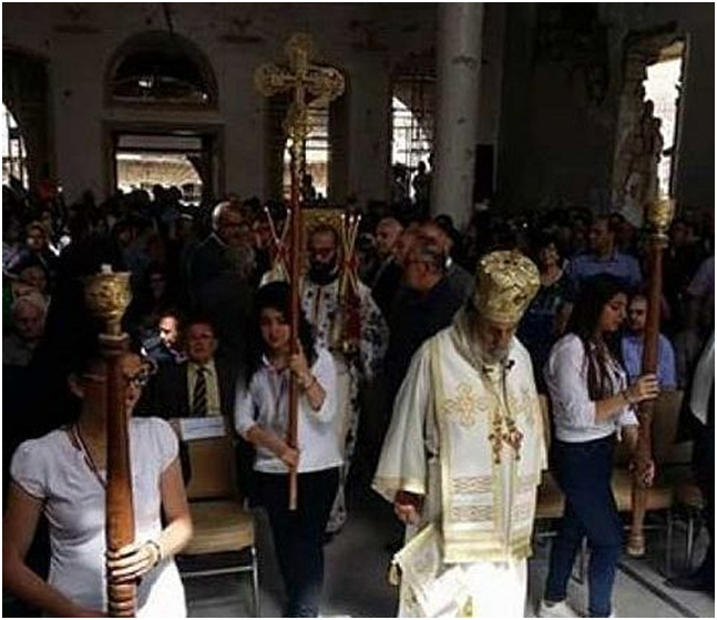  Храм Успения пресвятой Борогодицы в г. Забадани после обстрелов боевиков. Источник: rusvesna.su