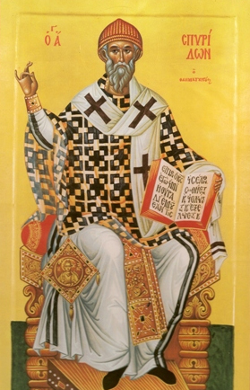 Чудотворная икона Святителя Спиридона, приобретенная председателем Кипрского отделения ИППО в монастыре на Кипре
