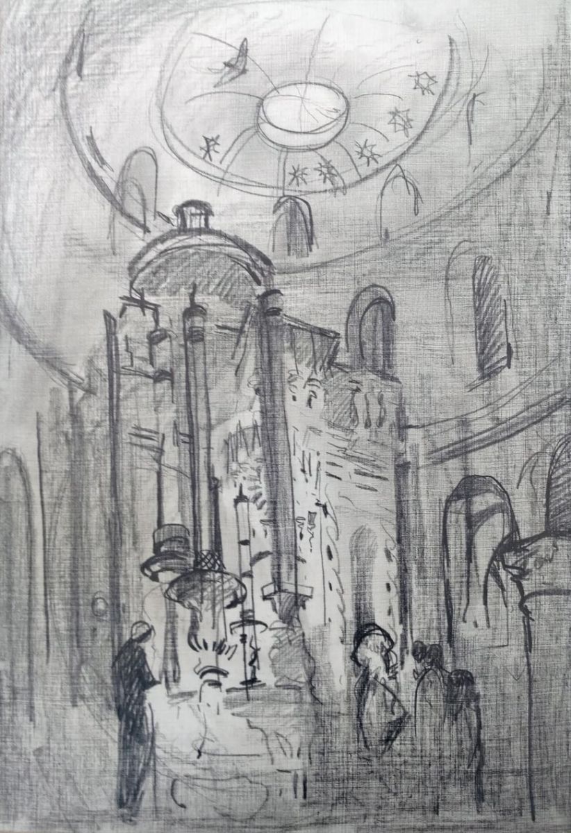 Картина Елизаветы Червяковой «Кувуклия в храме Гроба Господня в Иерусалиме»
